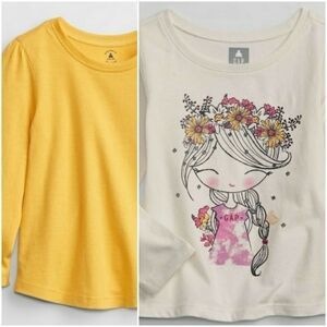 Bundle of 2 Baby GAP Long Sleeve Girl Tees - Size 12-18 Months